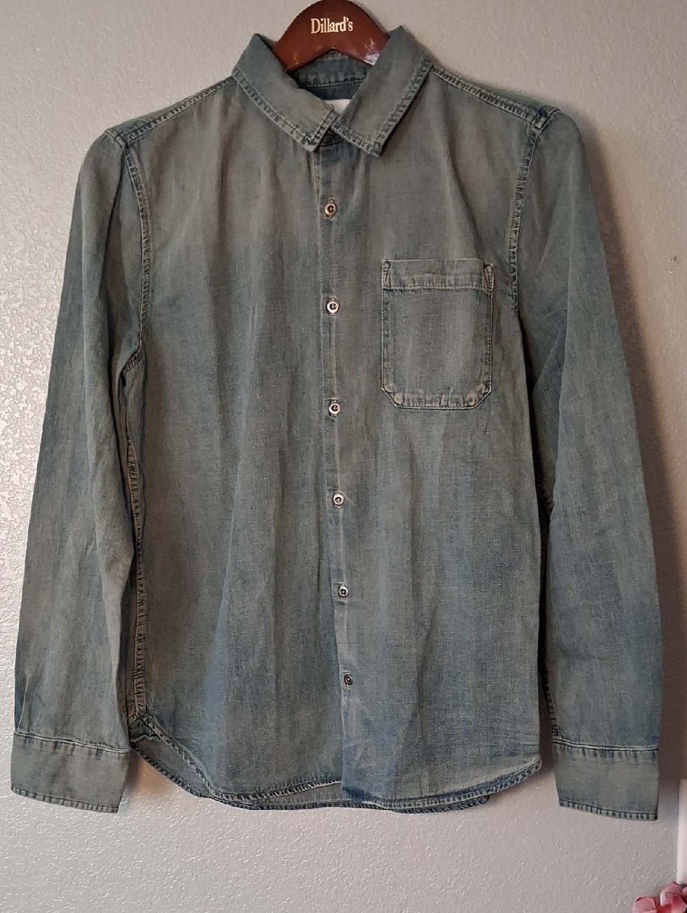 Ag Adriano Goldschmied Medium Blue Denim Button-Up Shirt